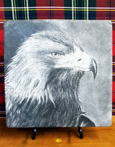 Scottish Golden Eagle Slate Plaque & Stand